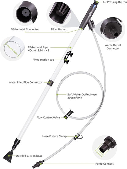 SEAOURA Aquarium Vacuum Gravel Cleaner Adjustable, Aquariums Siphon Fish Tank - Image 3