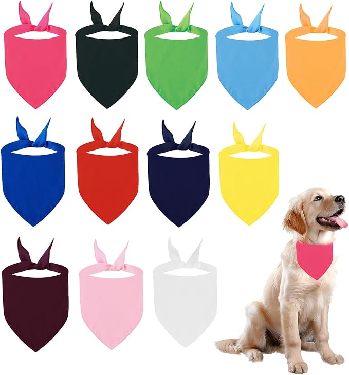 BRT Bearingshui Triangle Dog Bandana 12 Pack, Blank Dog Handkerchief Scarf by BRT+Bearingshui