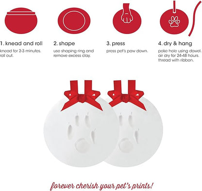 Pearhead Pawprints 2-Pack Christmas Ornament, DIY No Mess Pet Paw Print Holiday - Image 3