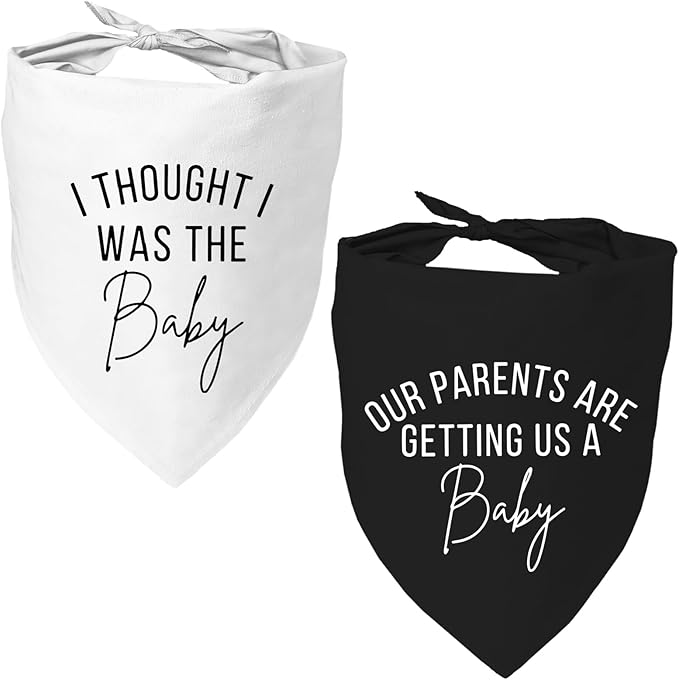 2 Pack Dog Bandanas for Pregnancy Announcement, Cute Adjustable Pet Bandana by Mixrowa