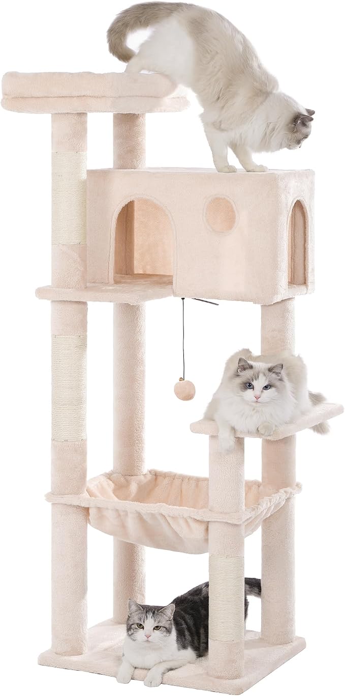 54” Cat Tree with Big Hammock 21x17” XL Cat Tower with Scratching Posts - Image 7