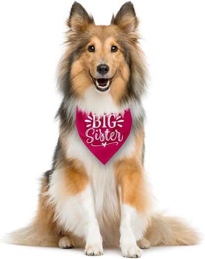 Big Sister Dog Bandana, Deep Pink Dogs Scarf Accessories, Pet Triangle Scarf - Image 4