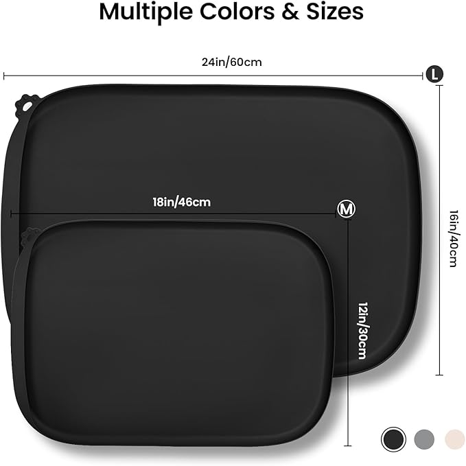 Silicone Dog Food Mat with Side Pocket & Hook Hole, Soft Raised Edges, Easy - Image 3