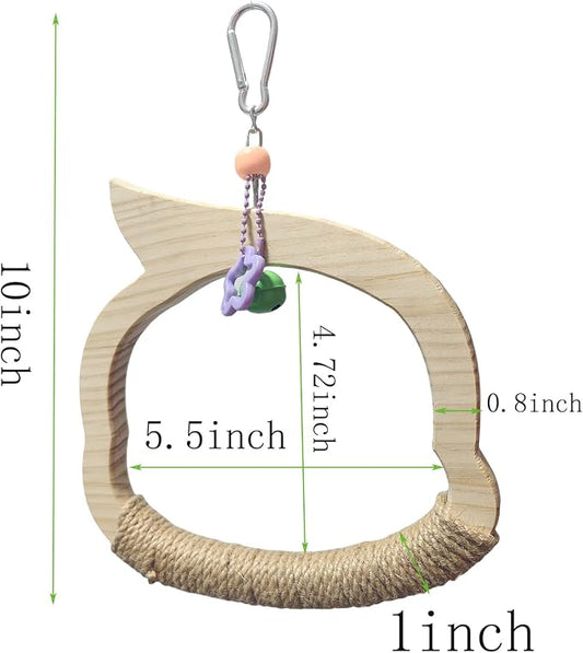 Wooden Bird Swing Perch Toy for Small and Medium Parrots, Natural Wood Ring - Image 2