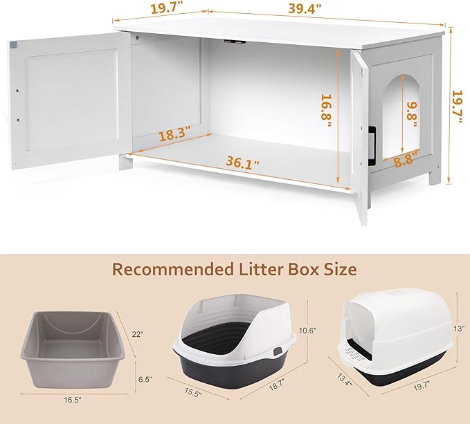 Homhedy 39.4" L Cat Litter Box Enclosure, Pet House - Image 5
