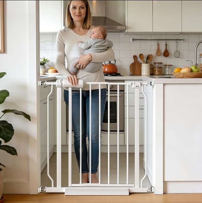 Narrow Baby Gate 24 to 29 Inch Wide Pet Gate Pressure Mounted No Drill Safety by FlowerFrail