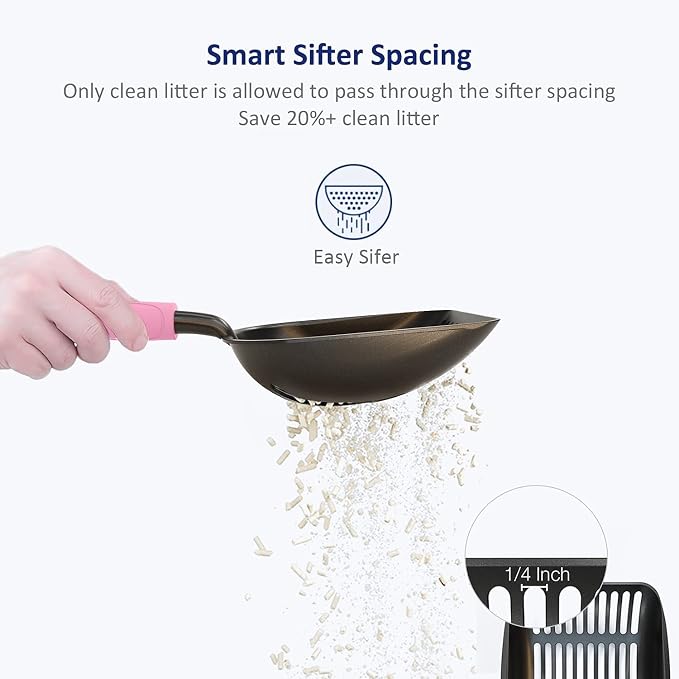 WePet Cat Litter Scoop, Non-Stick Plated Aluminum Alloy Sifter, Kitty Durable - Image 5