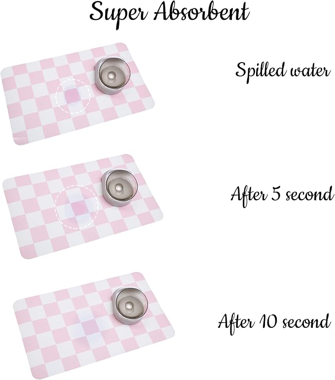 Ralxion Checkered Dog Feeding Mat, Absorbent Mats - Image 5
