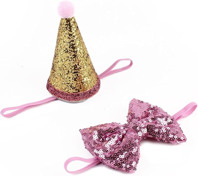 Stock Show Pet Cute Birthday Party Cone Hat and Bow tie Collar Set by Unknown