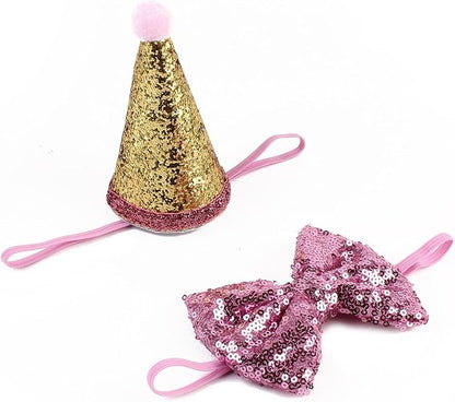 Stock Show Pet Cute Birthday Party Cone Hat and Bow tie Collar Set by Unknown