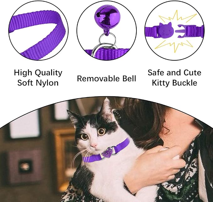 2 Pcs Cat Collars Heart Bling Breakaway - Image 4