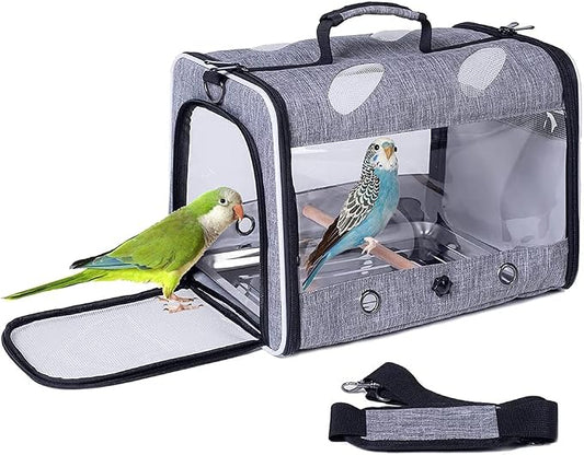 Bird Travel Carrier with Stand Perch, Breathable Bird Carrier Cage Parrot by ORIZZP