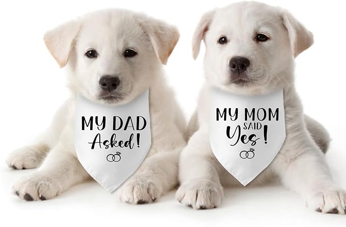Engagement Gifts My DAD Asked! My MOM Said Yes! Dog Bandana Pet Scarf Wedding - Image 6