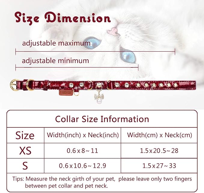 PetsHome Cat Collar, Dog Collar, PU Leather Adjustable Pet Collar - Image 7