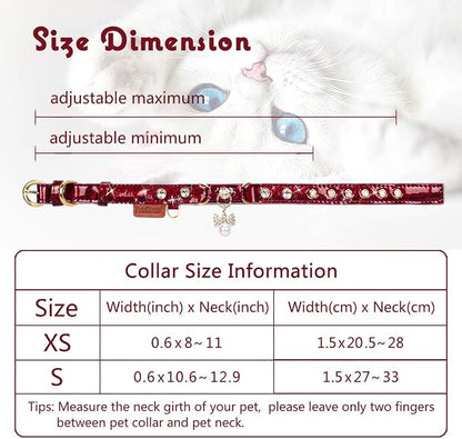 PetsHome Cat Collar, Dog Collar, PU Leather Adjustable Pet Collar - Image 7