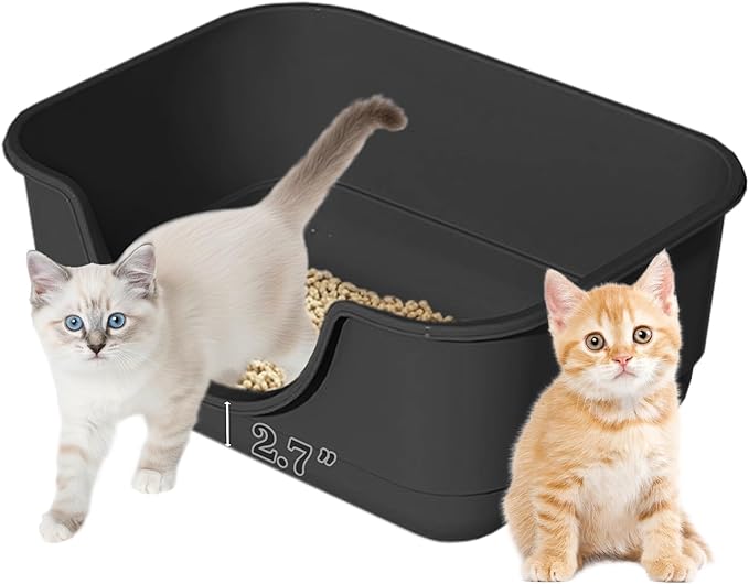 Low Entry Small Litter Box for Kittens, Kitty Plastic Litter Boxes, Open Top by Unknown