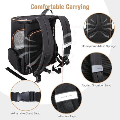 Lekereise Black Cat Backpack for Large Cats and Dogs Up to 20-25 Lbs Expandable - Image 4