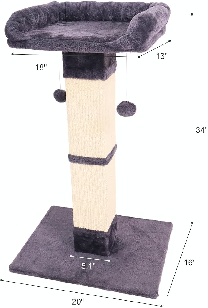 34" Cat Scratching Post for Indoor Cats, Sisal Cat Scratcher - Image 2