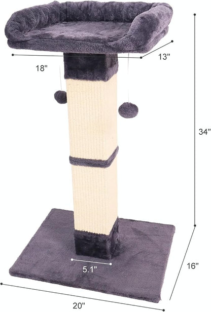 34" Cat Scratching Post for Indoor Cats, Sisal Cat Scratcher - Image 2