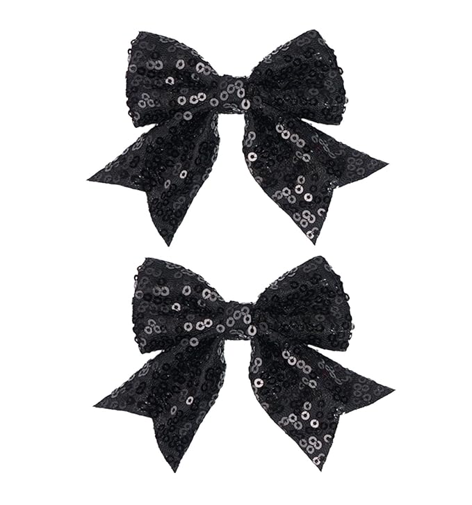 3-inch Sequined Bow Hair Clips For Baby Girls, Kids and Young Women Birthday by Koolgil