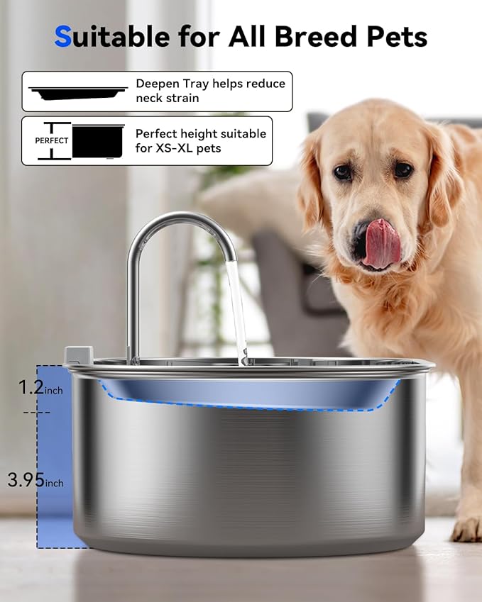 3.4Gal Dog Water Fountain for Large Dogs, 13L Stainless Steel Large Pet Fountain - Image 6