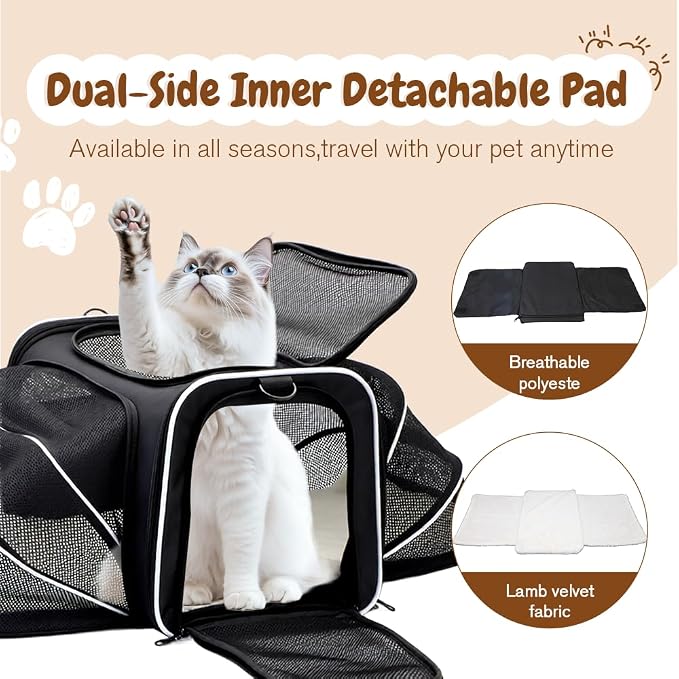 Double Expandable Cat Carrier, Airline Approved Soft-Sided Pet Travel Carrier - Image 8