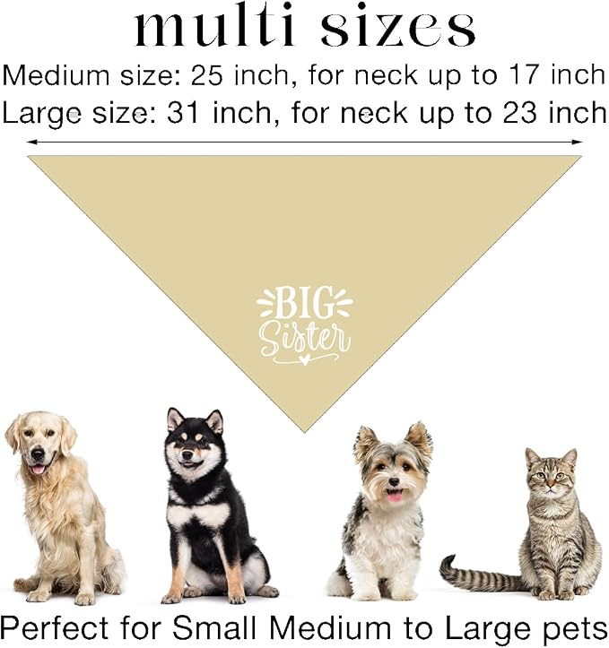 Big Sister Dog Bandanas, Light Yellow Dog Bandana, Pet Scarf Triangle - Image 3