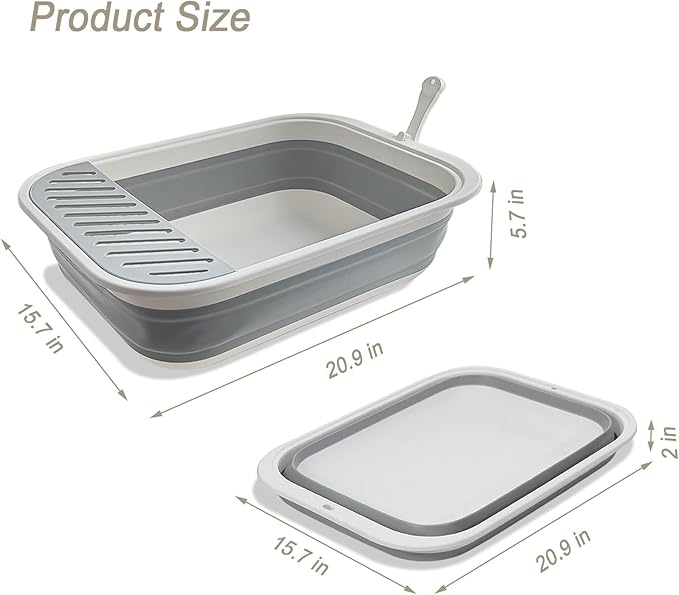 Senior Cat Litter Boxes, Collapsible Open Low Entry Cat Litter Pan - Image 2