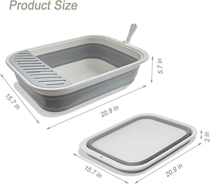 Senior Cat Litter Boxes, Collapsible Open Low Entry Cat Litter Pan - Image 2