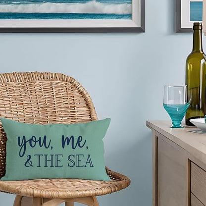 PANDICORN Summer Beach Throw Pillow Cover 12x20 Inch Blue Words You Me and The - Image 5