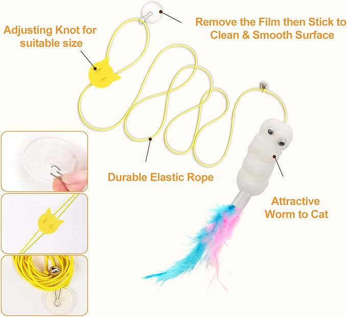 6 PCS Interactive Cat Feather Toys, Indoor Hanging Retractable Cat Toy - Image 5