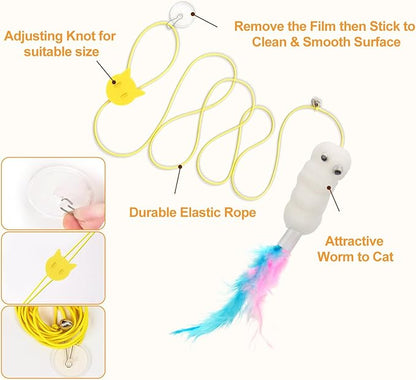 6 PCS Interactive Cat Feather Toys, Indoor Hanging Retractable Cat Toy - Image 5