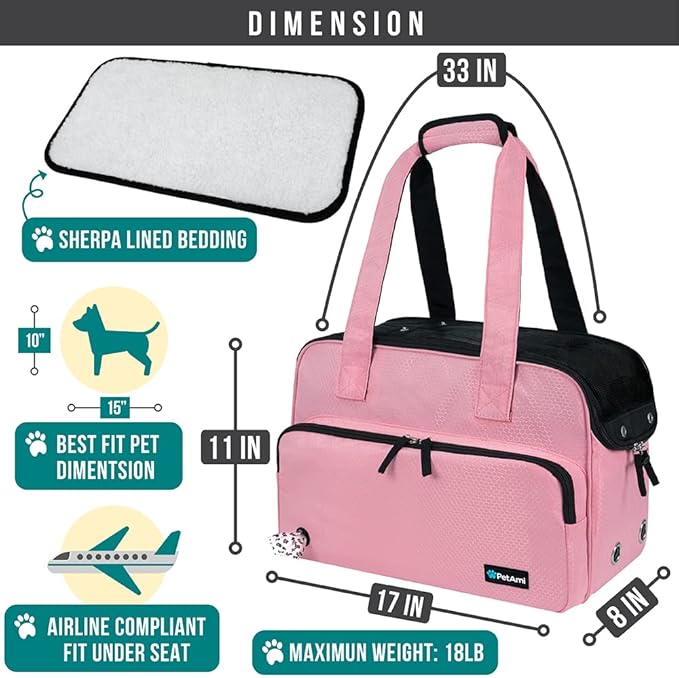 PetAmi Small Dog Purse Carrier, Soft-Sided Pet Carrier Bag - Image 2