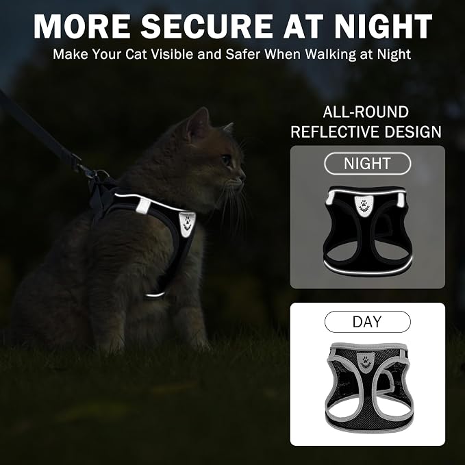 SCENEREAL Cat Harness and Leash Set Escape Proof, Adjustable Soft Air Mesh - Image 4