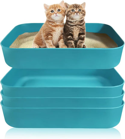 Small Litter Box, Plastic Kitten Litter Box, 13.9 x 9.8 x 3 Inch Open Litter Box by GCVOPTON