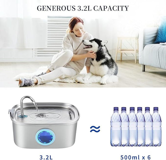 Cat Water Fountain Stainless Steel, 0.8gal/108oz Pet Water Fountain - Image 2