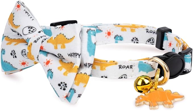 2 Pack Cotton Cat Collar with Bow Tie and Bell - Image 3