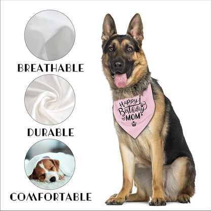 Dog Bandana, Happy Birthday Mom Dog Bandana, Dogs Scarf Classical Pink Printing - Image 3