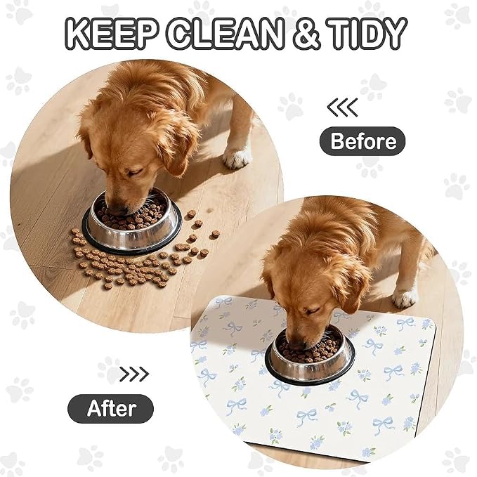 Dog Food Mat for Pet Cat Food Mat, Non-Slip Cat Pet Feeding Mats for Floor - Image 2