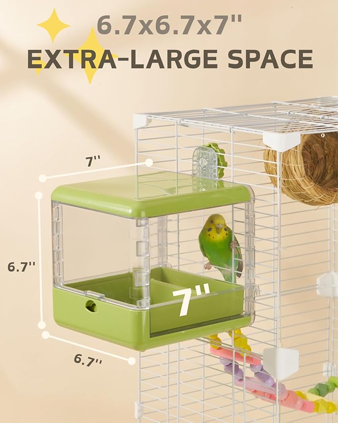 septillar Bird Feeder and Bath for Cage, Hanging Bird Bathtub Bath Shower Box - Image 2