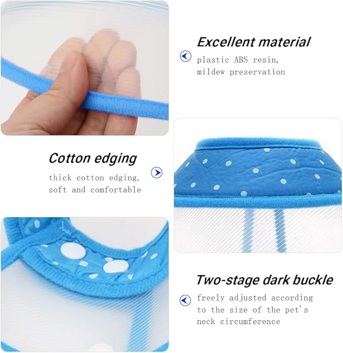 Pet Cone Recovery Dog Cone Adjustable Dog Collar Clear Padded Collar - Image 2