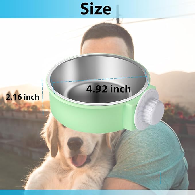 2 Pieces Crate Dog Bowl, Removable Stainless Steel Pet Kennel Hanging Food - Image 6