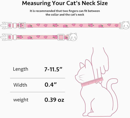 2 Pack Cotton Breakaway Cat Collar Yellow and Pink Rose Pendant Cute Kitten Cat - Image 3