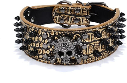 Serijoars Spiked Studded Dog Collar, PU Leather Dog Collar, Adjustable Pet by Serijoars