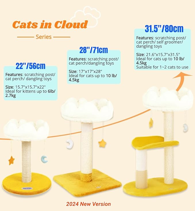 Happi N Pets Cloud Cat Tree, 31.5in Multi-Level Indoor Cat Tower - Image 7