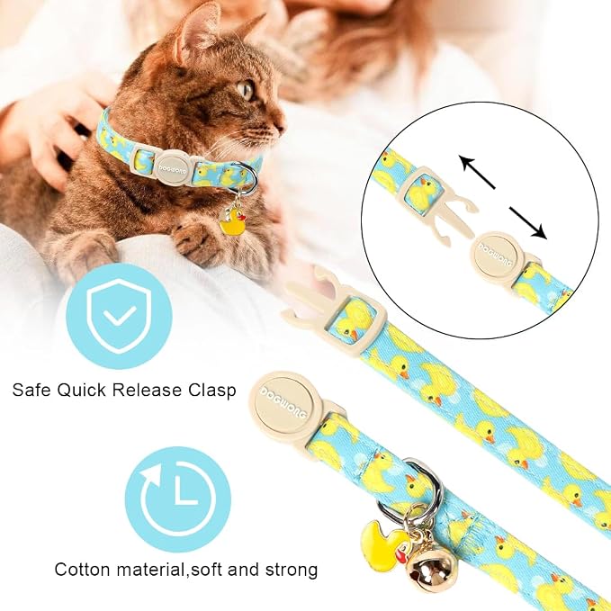 2 Pack Summer Duck Dinosaur Cat Collars Breakaway - Image 2