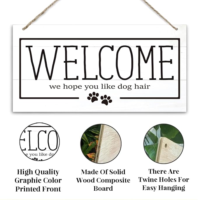 Welcome Sign for Front Door, Welcome Decor Wooden Hanging Sign for Dog Lover - Image 3