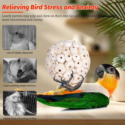 12 Pack Bird Toy Sola Balls, Natural Parrot Soft Chew Shredding & Foraging Toy - Image 4
