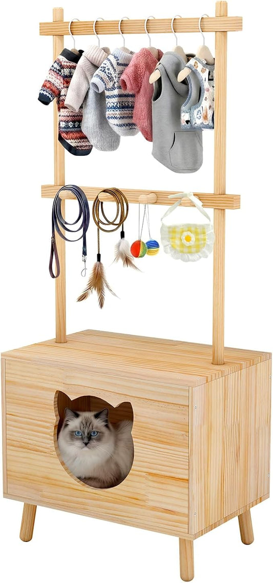 LOYIGA Cat House Side Table, Dog Closet Wooden Pet House Kitten Clothes Rack by LOYIGA