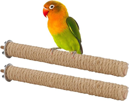 Hypeety Bird Perch Stand Natural Wood Parrot Hemp Rope Perch Birdcage by Hypeety